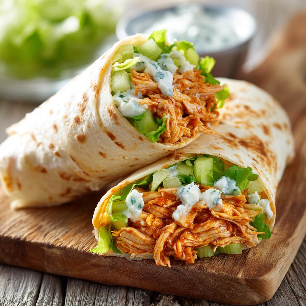 Home 2 Buffalo chicken wraps recipe with blue cheese dressing